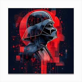 Galactic Knight Art Print - Red and Black Abstract Design Canvas Print