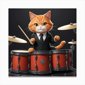 Cat Playing Drums Canvas Print