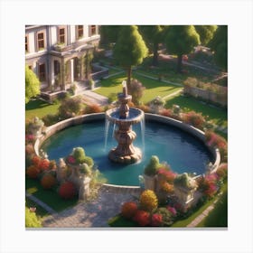 Fountain In The Garden 2 Canvas Print