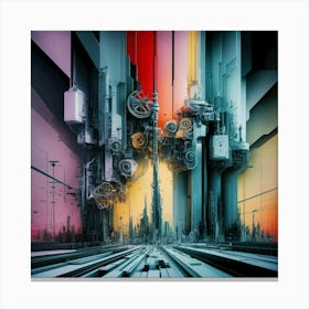 Mechanized Metropolis Canvas Print