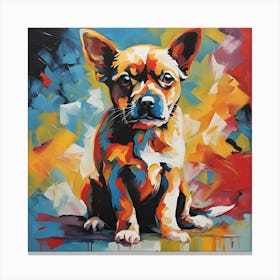 Colorful Dog ,Abstract Painting Canvas Print