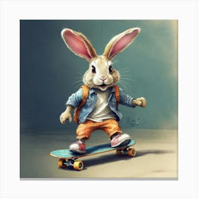 Bunny On Skateboard Canvas Print