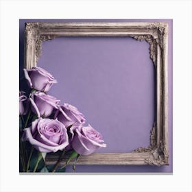 Purple Roses In An Old Frame Canvas Print