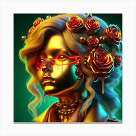 Sexy Girl With Roses Canvas Print