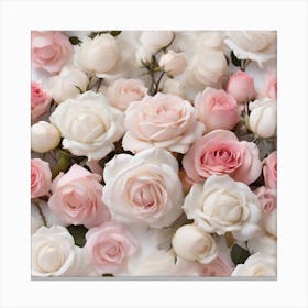 White and pink roses Canvas Print