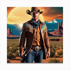 Cowboy In The Desert 4 Canvas Print