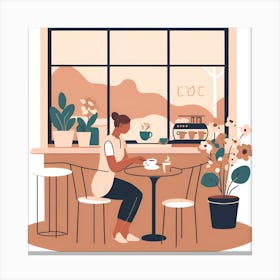 Woman In Cafe Canvas Print