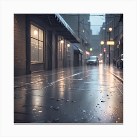 Rainy City Street 2 Canvas Print