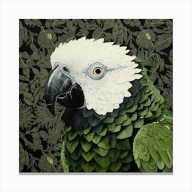 Ohara Koson Inspired Bird Painting Macaw 4 Square Canvas Print