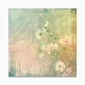 Grunge Background With Flowers Canvas Print