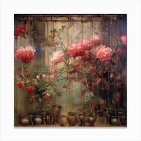 Roses In Vases Canvas Print