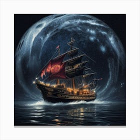 Ship At Night Canvas Print