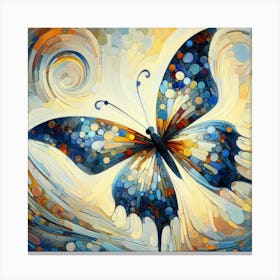 Modern Abstract Butterfly in Blue & Cream V Canvas Print