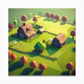 Low Poly Farm 4 Canvas Print