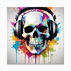 Skull With Headphones 24 Canvas Print