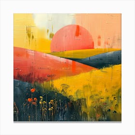 Sunset In The Field, Abstract Expressionism, Minimalism, and Neo-Dada Canvas Print