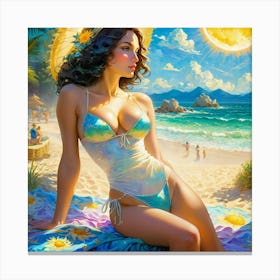 Sexy Girl On The Beach ht Canvas Print