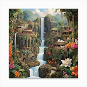 Waterfall In The Jungle 3 Canvas Print