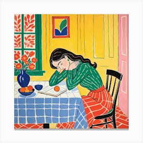 Girl Reading A Book 2 Canvas Print