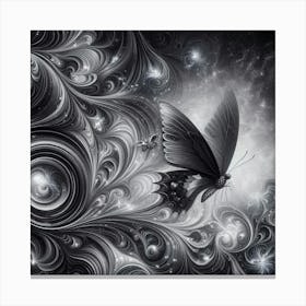 Butterfly In Black And White 9 Canvas Print