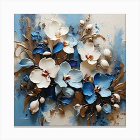 Pattern with blue Orchid flowers 3 Canvas Print