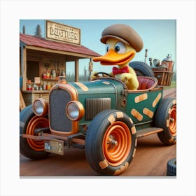 Donald Duck In A Car 3 Canvas Print