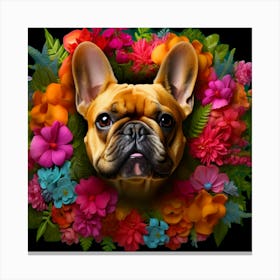 Flower Dog French Bulldog Canvas Print