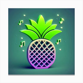 Pineapple With Music Notes 1 Canvas Print