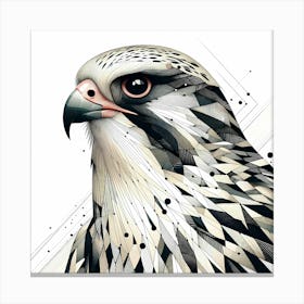 Falcon Head in Creative Line Drawing - Wild Bird Artwork 143 Canvas Print