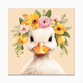 Floral Baby Duck Nursery Illustration (1) Canvas Print