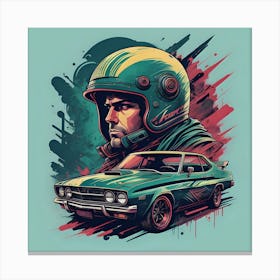 Man With The Car Canvas Print