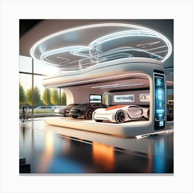 Futuristic Car Showroom 7 Canvas Print