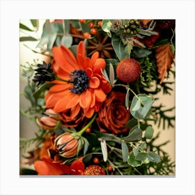 Autumn Floral Wreath Canvas Print