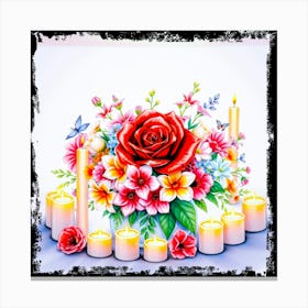 Roses And Candles Canvas Print