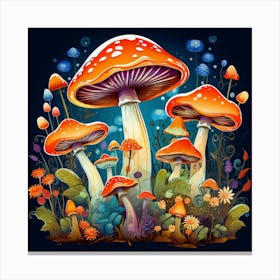 Mushrooms In The Forest 14 Canvas Print