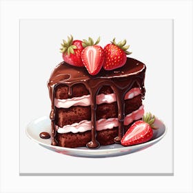 Chocolate Cake With Strawberries 7 Canvas Print