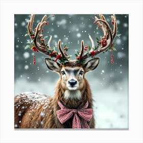 Deer In The Snow Canvas Print