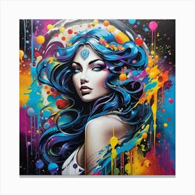 Woman With Blue Hair Canvas Print