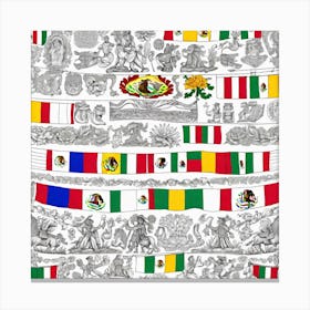 Mexican Flags 6 Canvas Print