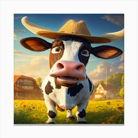 Cow In The Field Canvas Print