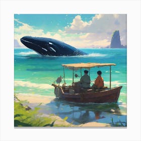 Whales In The Sea Canvas Print