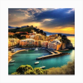 Sunset In Cinque Terre Canvas Print