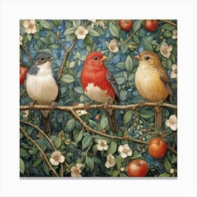 Three Birds On A Branch Art 12 Canvas Print