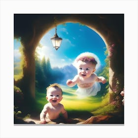 Babies In The Forest Canvas Print