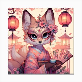 Fox In Kimono Canvas Print