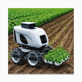 Robot In The Field 2 Canvas Print