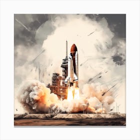 Space Shuttle Launch Reimagined Sketch 1 Canvas Print