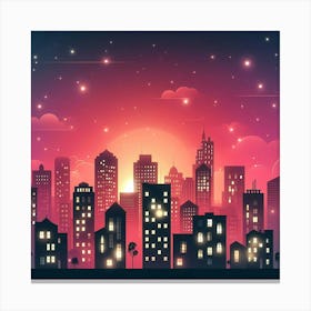 Cityscape At Night 2 Canvas Print