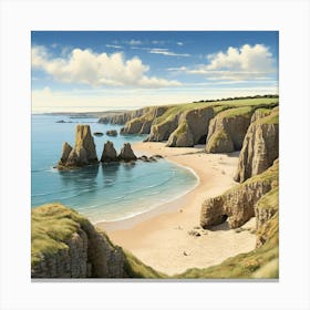 A Picture Of Barafundle Bay Beach Pembroke shire Wales 2 1 Canvas Print
