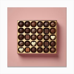 Chocolate Box On Pink Background Canvas Print